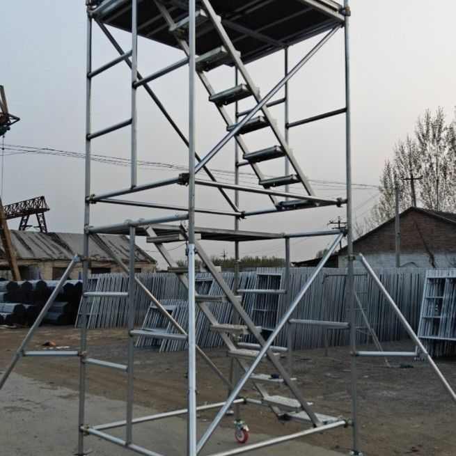 镀锌移动脚手架厂家直销梯形架门架活动架全套加厚装修架子手脚