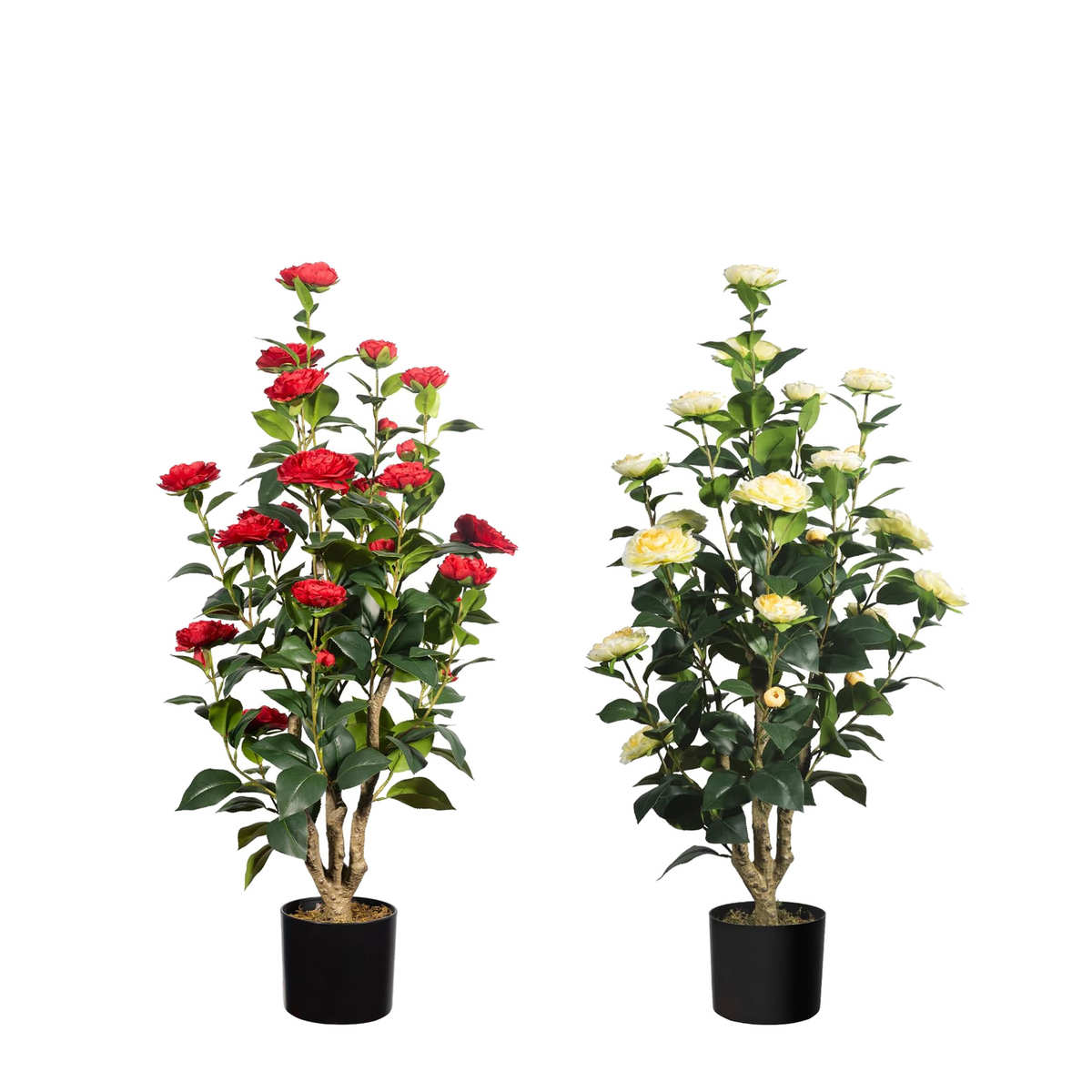 仿真树绿植茶花枝仿真茶花树摆件室内创意桌面假花绿植装饰