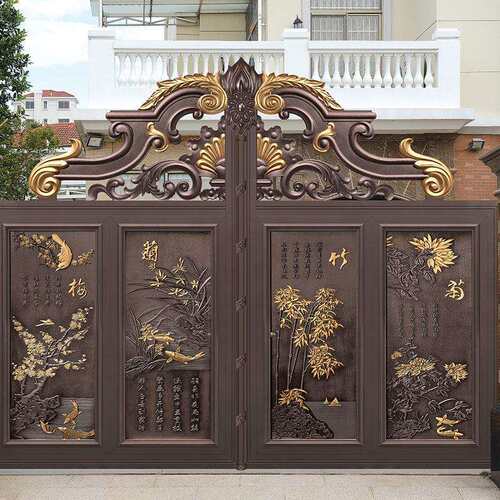 佛山厂家应庭院小花园铝艺门供 别墅区铝板雕刻门合 GRD铝金进户