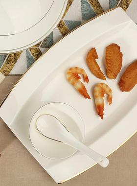 碗碟套装家用轻奢金骨瓷瓷餐具创盘意简F76JT8MH约欧陶式碗子组边