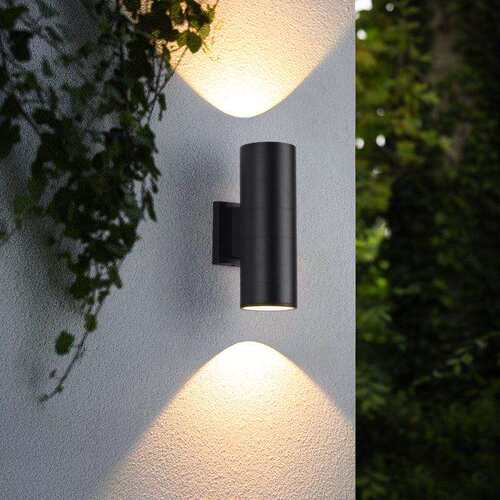 LED户外壁灯双头单头圆形外墙上下射灯庭院室外柱子围墙灯防水12W