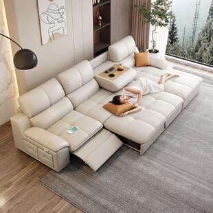 工厂直销多功能真皮沙发新款电动简约现代客厅伸缩沙发床一体两用