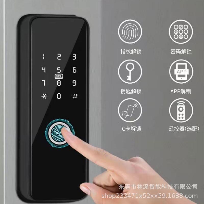 跨境东南亚铁栏门办公室木门涂鸦WiFi指纹锁通通锁指纹锁智能锁
