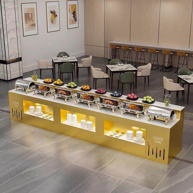 火锅店调料台餐厅食堂自助餐台靠墙式取餐台布菲台菜品摆台