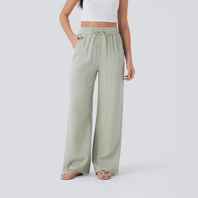 Women's three-piece set with drapey textured wide-leg casual