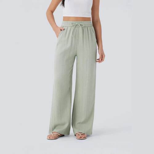 Women's three-piece set with drapey textured wide-leg casual