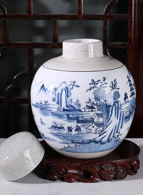 景德镇花瓷瓷储物罐样DCS板房宿客厅玄青陶关电视柜复古装民饰品