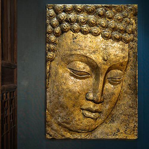 中式壁画客厅卧室挂画 新中式佛像浮雕中国风装饰画大气树脂挂件