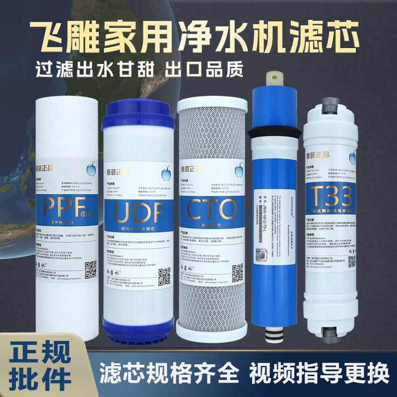 飞雕净水器滤芯纯水机10寸PPF活性炭反渗透膜T33直饮水品质过滤芯