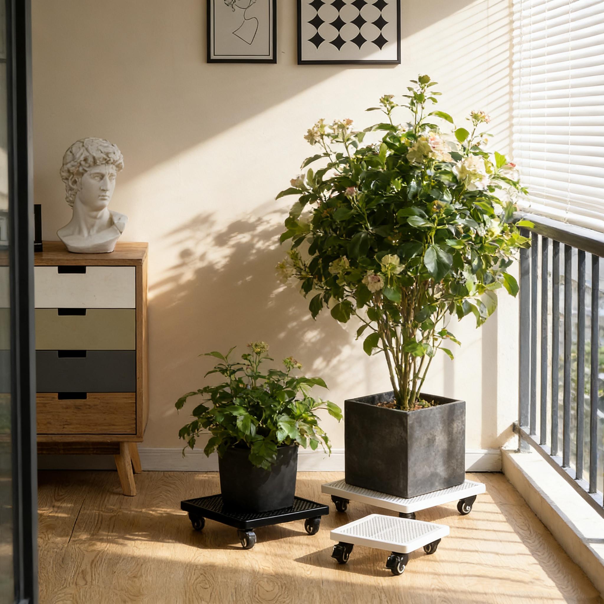 可移动花盆托盘带轮万向轮滚底座轮承重植物托架铁艺方形花托滑轮