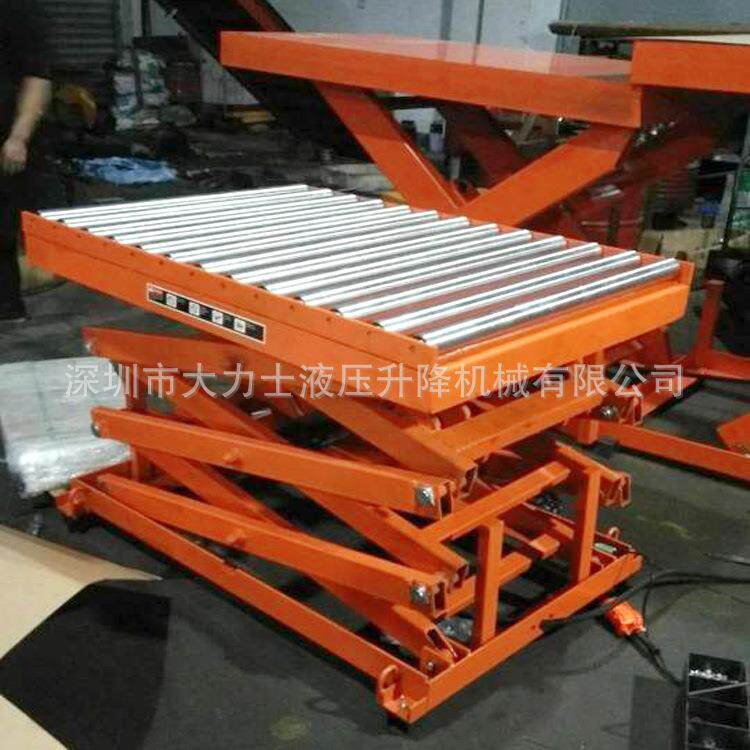 包胶滚筒电动升降平台固定式辊筒升降台升降机液压模具堆平台车