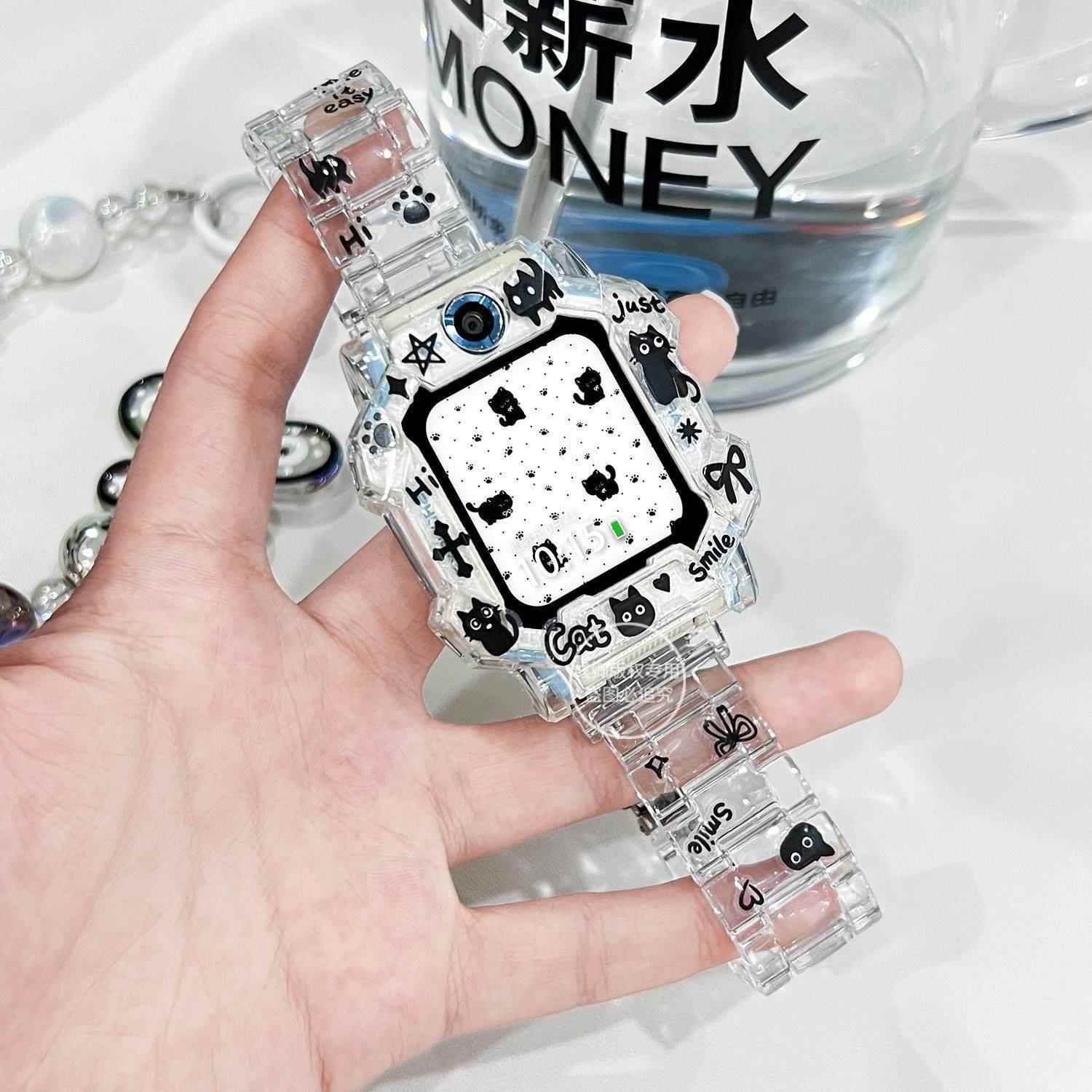 适用小天才电话手表表带z10/z9/z8/z7/z6a卡通创意透明防摔保护壳