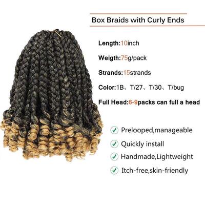 Sambraid Synthetic 10 Inch Bob Box Braid Crochet Hair with C