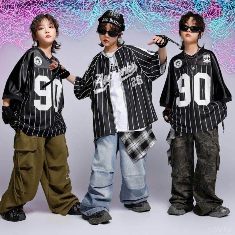 采购产品街舞儿童的时尚服装嘻哈嘻哈表演服装快干足球制服裤子男