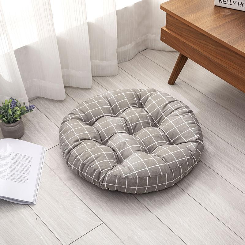 榻榻米圆形麻布印花软包坐垫桌布