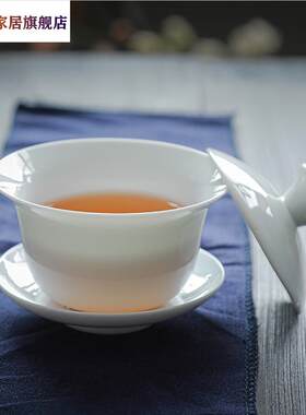 盖碗茶杯白瓷茶具陶瓷古代三才大纯白茶盅功夫泡茶碗骨瓷薄