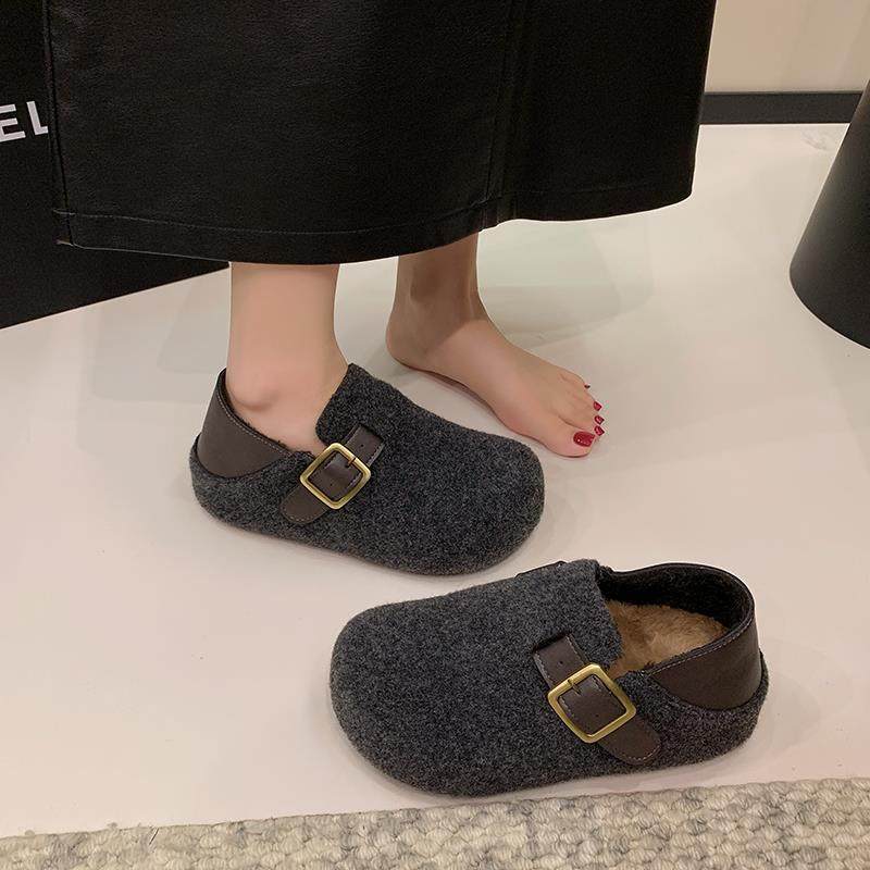 春季灰色毛呢全包勃肯鞋女2026新款加绒懒人一脚蹬孕妇毛毛0116z,女鞋,勃肯鞋/软木鞋,淘宝优惠券,粉丝福利购,淘宝优惠卷