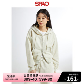 spao韩国同款2024春季女士时尚连帽开衫卫衣外套spmze12g99