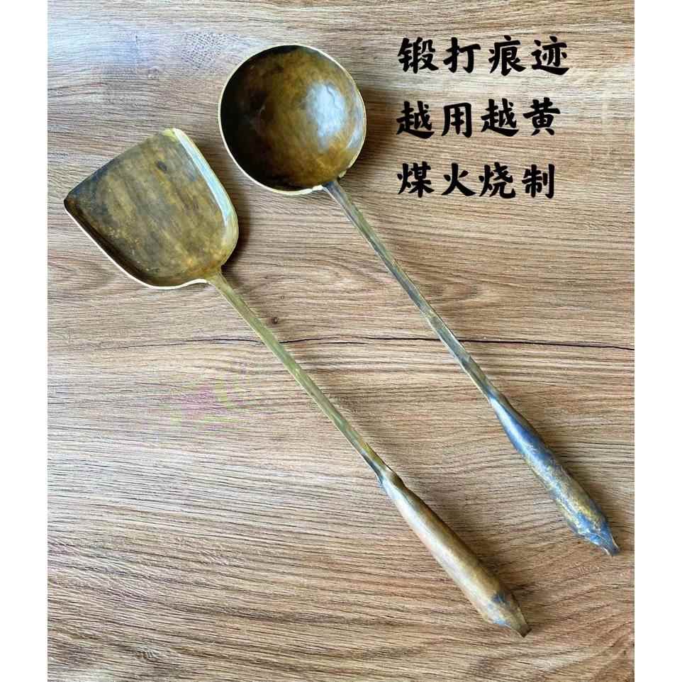 纯黄铜锅铲子 汤勺长柄铲子铜勺子厨房用品饭店大勺手工锻打铸造