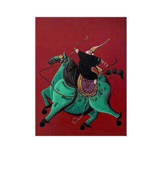 小众艺术挂画级感抽象客厅背景墙落地装饰画现玄关画马上封侯