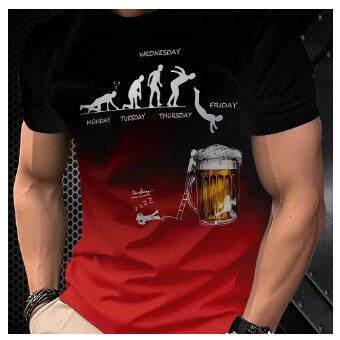Men 3D Printed Beer Evolution Pattern Shirt Humorous Monday