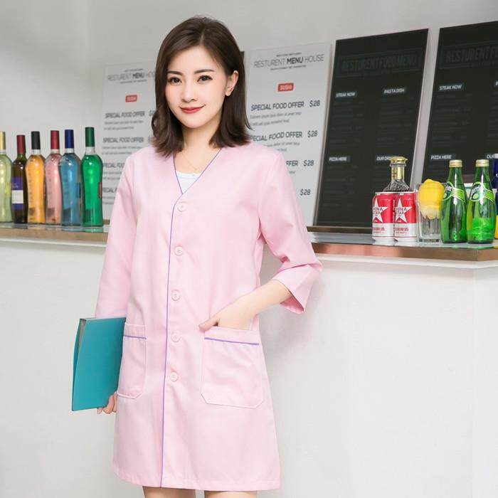 高档皮肤管理工作服女o夏季韩科式美容生师牙医定制印字lgo纹绣师