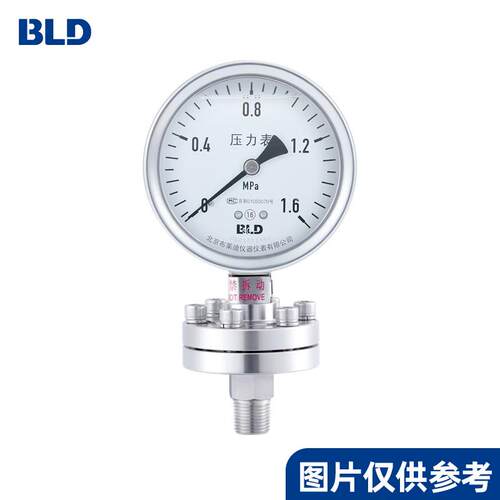 螺纹隔膜压力表PYTH-100.F0 0～6bar 1.6级 上接体304 下接体316