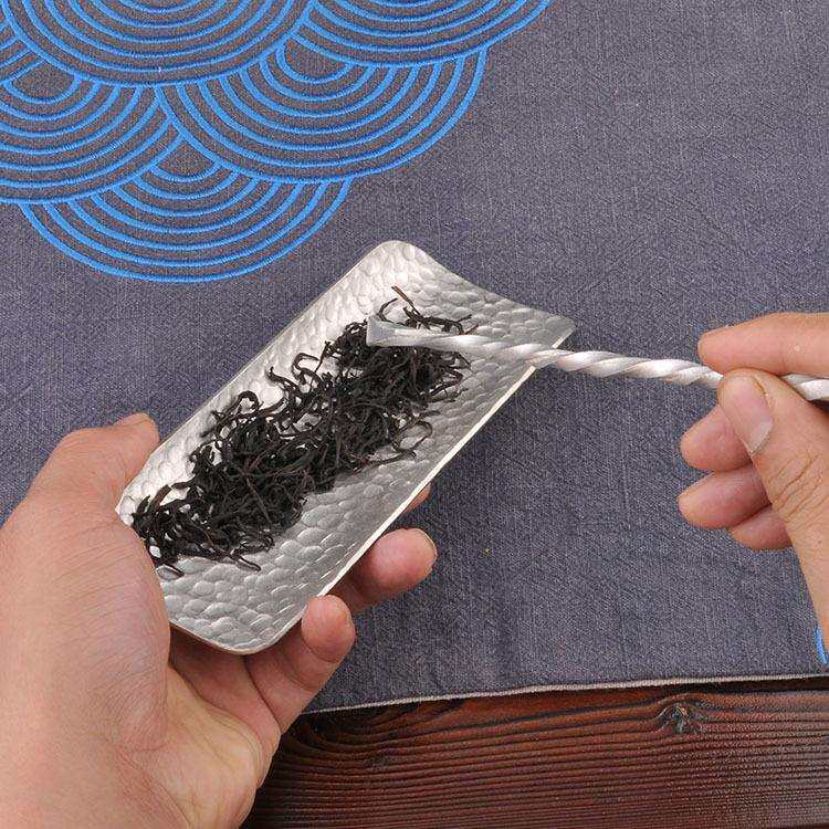 厂家直销纯锡茶则茶铲茶拨茶匙茶箕手工打造锤目纹茶扒茶道配件