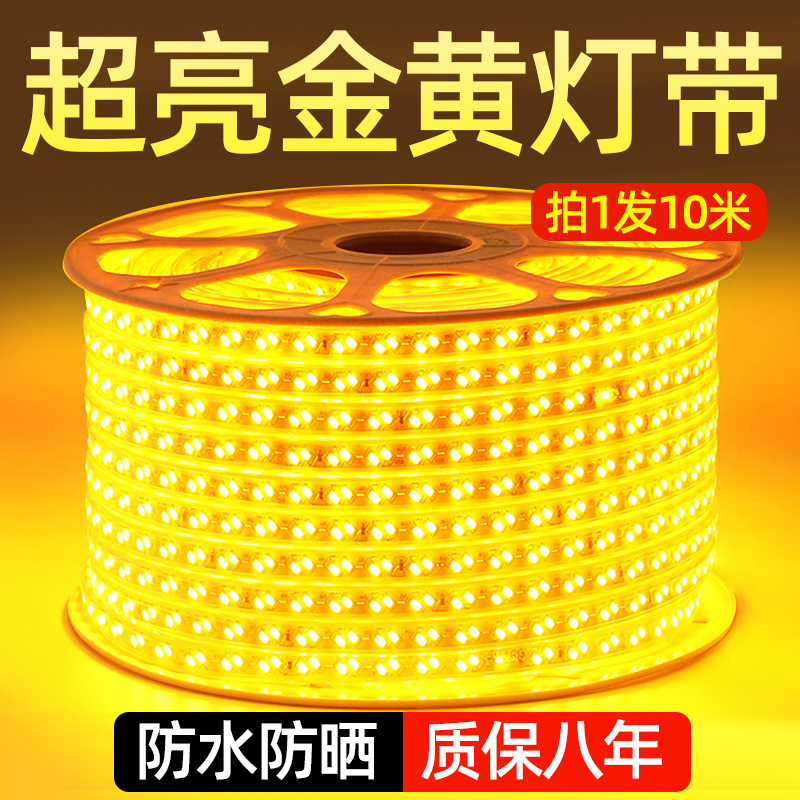 金黄光led灯带工程亮化景观装饰户外防水220V别墅外墙氛围软灯条