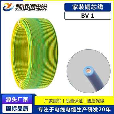 山东远通线缆厂 BV1平方单芯铜线家装家用布电线 国标单股电源线