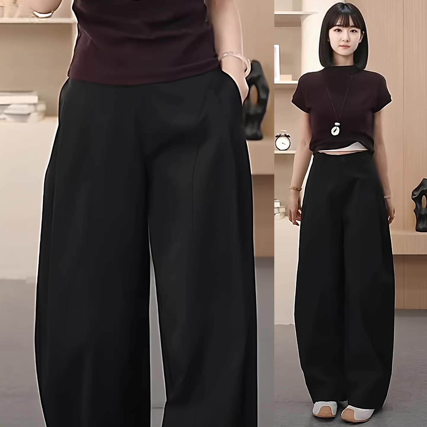 极速阔腿贝斯裤女春秋季2026新款高腰宽松休闲直筒裤遮胯显瘦弯刀