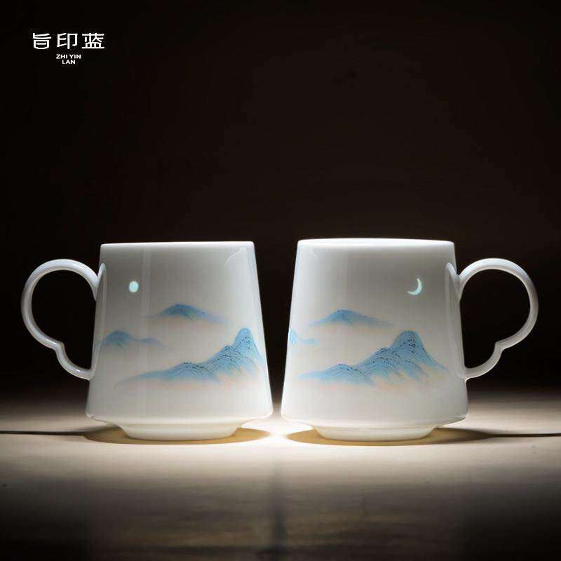 景德镇陶瓷杯情侣杯子高颜值一对情侣款带盖子子马克杯新人结婚对