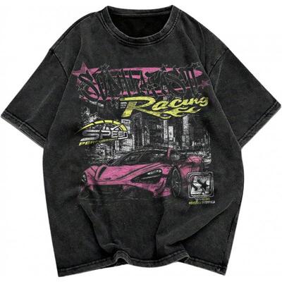 Men's Vintage T-Shirt with Retro Handpainted People Print