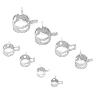 跨境160pcs盒装银色弹簧管夹 钢带型达克罗卡箍 汽车水管油管喉箍