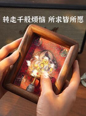 藏式唐卡财神小相框摆件装裱桌面客厅玄关装饰画摆台乔迁开业礼物