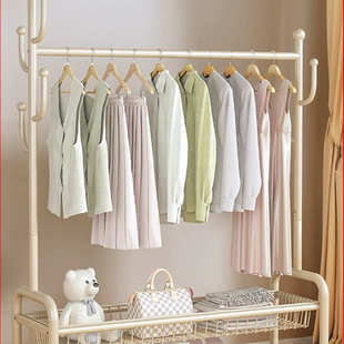 晾衣架落地家用可移动卧室凉衣架挂衣服架子室内简易杆衣帽架房间