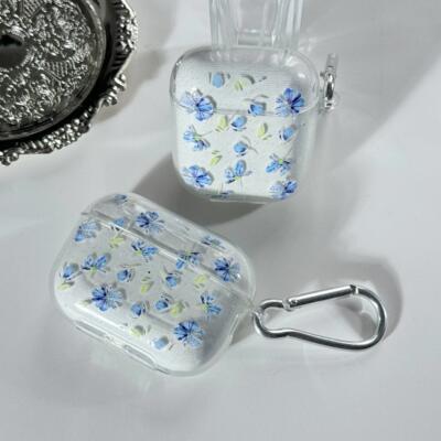 For AirPods Pro/Pro2 Case Flowers Butterfly Clear TPU Earpho