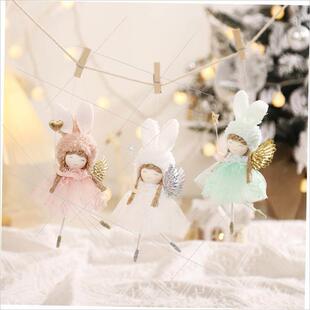 Christmas Bunny Ears girl with wings doll pendant圣诞