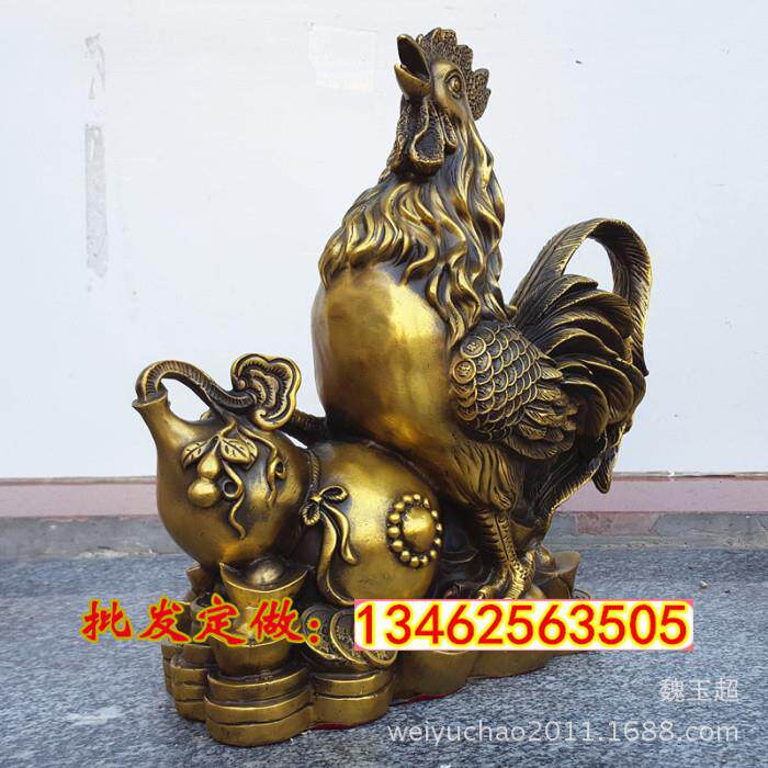 厂家直销大号铜公鸡摆件 葫芦鸡生肖鸡金钱鸡元宝鸡客厅风水铜器