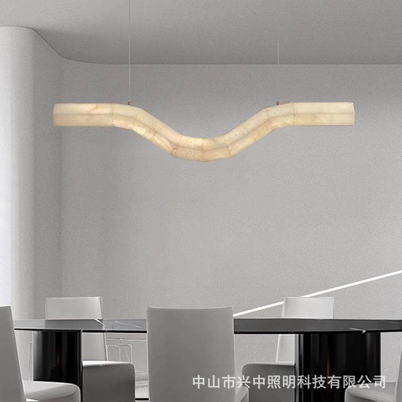 现代简约云石餐厅吊灯轻奢全铜客厅主灯商铺专用吧台设计师款灯具