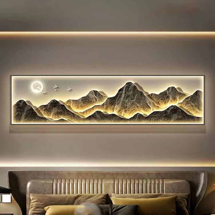 挂画卧室主现代靠山轻山水画装饰画床头背卧房简约奢有间挂画墙壁