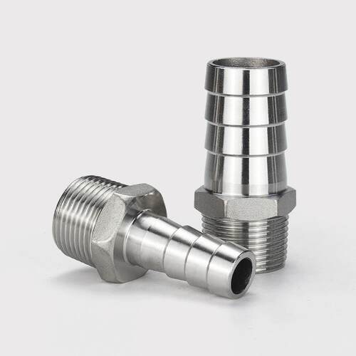 304不锈钢宝塔接头六角接水管软管皮插2/4/6分外丝转皮接头宝塔头