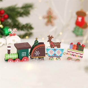 Christmas Wooden Train Ornament Cute Painted Toy Train