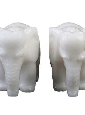 阿富汗白玉象摆件一对  吸水大象 玉如意白象大量批发
