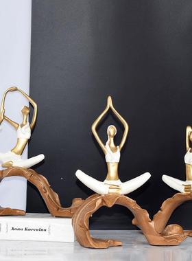 创意瑜伽体式摆件工艺品瑜珈馆树脂少女人物装饰品普拉提女孩摆设