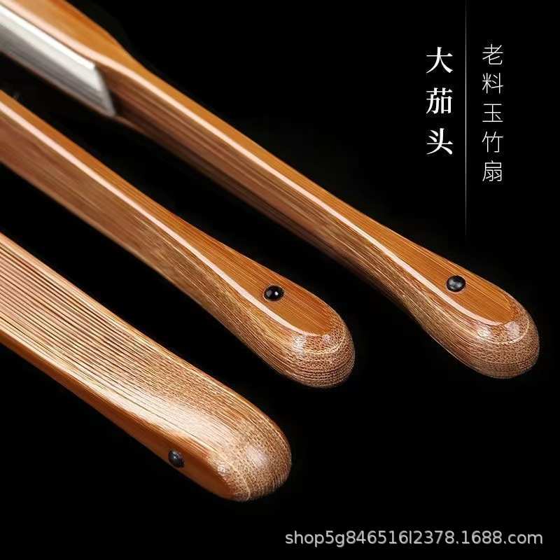 厂家直销老玉竹手工文玩折扇老料扇骨9.5寸空白苏工宣纸扇面批发