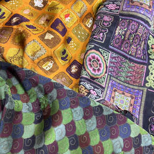 香云纱旗袍汉服连衣裙服装 面料复古民族风人丝双面印缎面提花布料