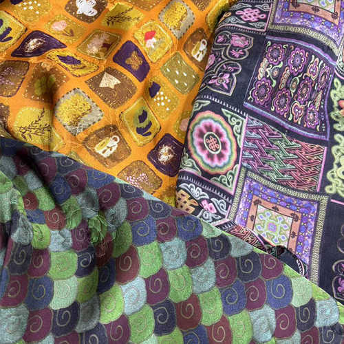 香云纱旗袍汉服连衣裙服装面料复古民族风人丝双面印缎面提花布料