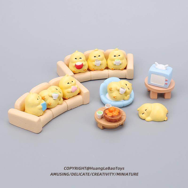 卡通快乐小鸡公仔玩偶微缩仿真小黄鸡过家家动物工位摆件迷你玩具