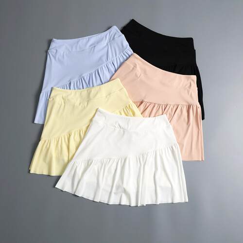 Sports short skirt, women's yoga anti glare ruffle edge